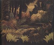 Henri Rousseau The Lion Hunter painting